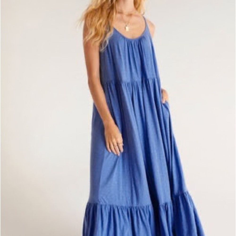 Z Supply Blue Pleated Tiered Sundress NHWT